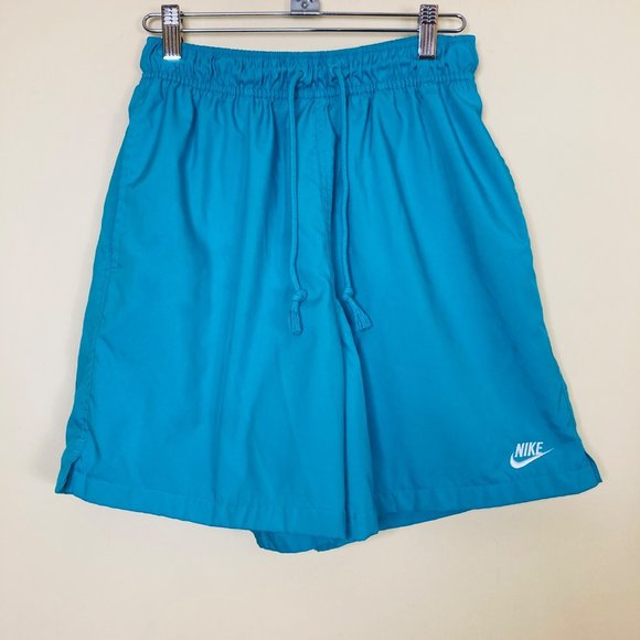 Nike Y2K Swim Trunks Mens Small Turquoise Liner inside Swoosh Spellout  Pockets - Picture 1 of 6